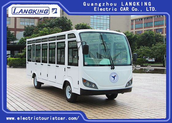 Cina Empat Roda Bus Antar Jemput Listrik 23 Kursi Dengan Pintu / Bus Listrik Mini Motor AC pemasok