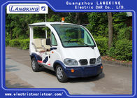 White Electric Security Patrol Vehicles 48V DC System With Small Top Light / 4 Seater Sightseeing Car