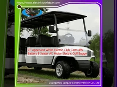 CE Disetujui White Electric Club Carts 48V Baterai 8 Seater AC Motor Electric Golf Buggy