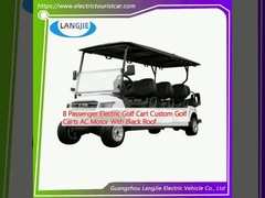 8 Penumpang Electric Golf Carts Custom Golf Carts AC Motor Dengan Atap Hitam