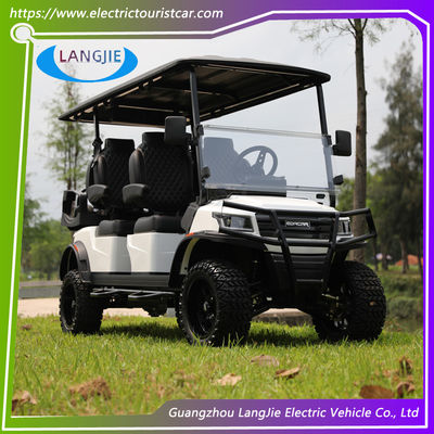 Harga yang bagus Mobil Berburu Listrik 6 Kursi dengan 48v Controller dan Posisi Cahaya Golf Listrik untuk Tamu VIP on line