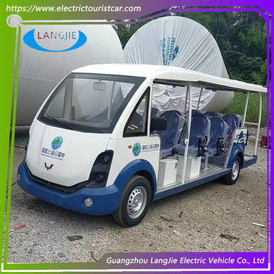Biru / Putih 14 SEATS 1.25L Gasoline Sightseeing Car Untuk Resort Car