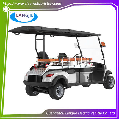 2 Seat + 1 Bed Electric Golf Carts AC Motor 5KW Electric Ambulance Car Untuk Rumah Sakit