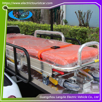2 kursi + 1 tempat tidur Kereta golf bertenaga listrik Motor AC 5KW Mobil Ambulans Listrik Untuk Rumah Sakit