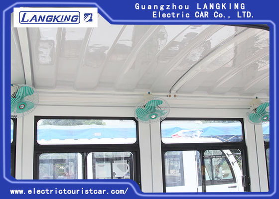 White 11 Seater Electric Shuttle Car Dilengkapi Dengan Shock Absorb / Pintu Yang Efektif