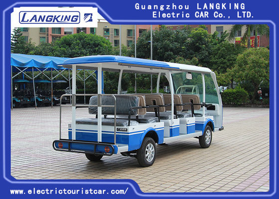 72V 14 Kursi Kendaraan Antar-Jemput Listrik Untuk Multi Penumpang 28km / H Maks.  Speed ​​Balck Seat With Curtain