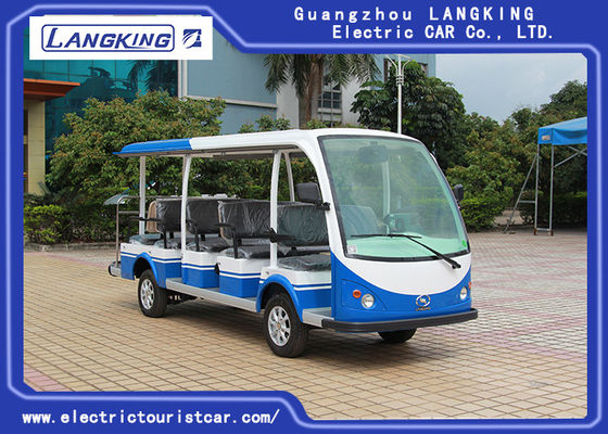 72V 14 Kursi Kendaraan Antar-Jemput Listrik Untuk Multi Penumpang 28km / H Maks.  Speed ​​Balck Seat With Curtain