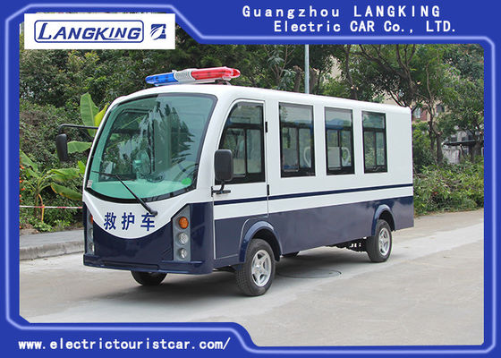 Mobil Ambulans Listrik Warna Biru / Putih Dengan Lampu Sorot Untuk Rumah Sakit