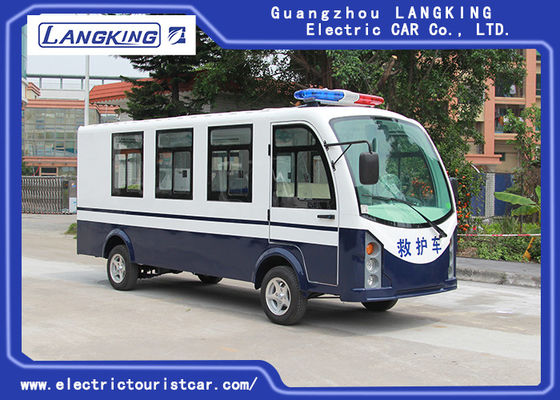 Mobil Ambulans Listrik Warna Biru / Putih Dengan Lampu Sorot Untuk Rumah Sakit